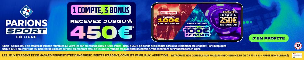 Grande bannière cliquable vers le bookmaker Parions Sport